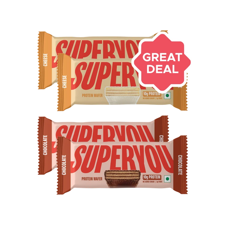 SuperYou Cheese Wafer Protein Bar x 2 +  Chocolate Wafer Protein Bar x 2 Combo