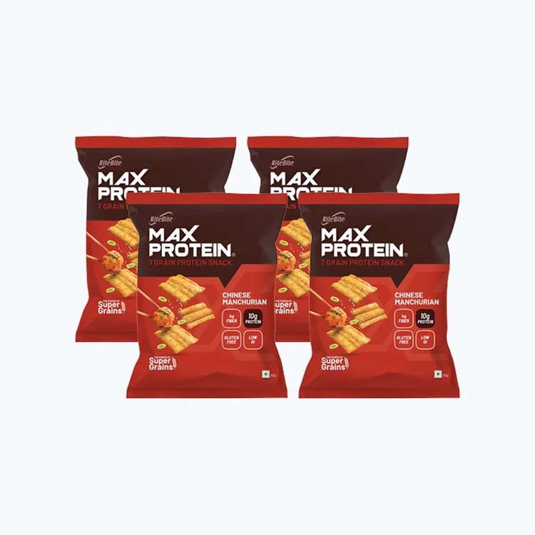 RiteBite Max Protein Chinese Manchurian 10 g Protein Multigrain Chips - Pack of 4