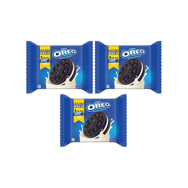 Cadbury Oreo Vanilla Sandwich Cream Biscuits Family Pack - Pack of 3