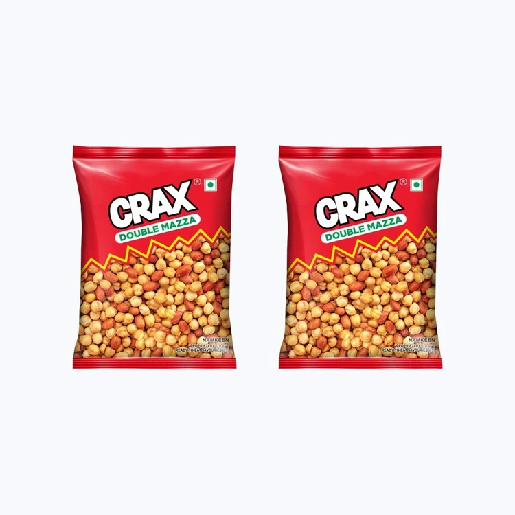 Crax Double Mazza Roasted Chana Peanuts Namkeen Snacks - Pack of 2