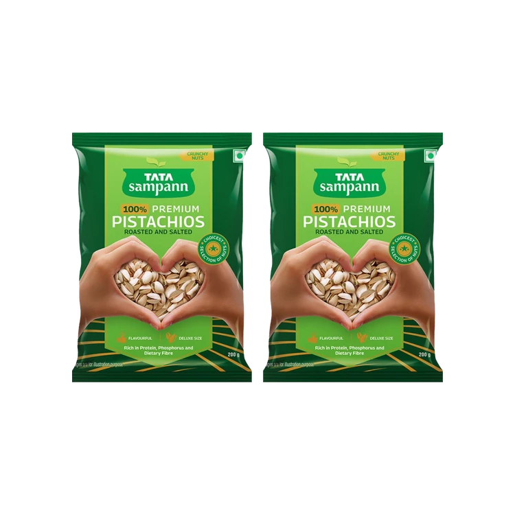 Tata Sampann Pistachios Roasted & Salted (100% Premium) - Pack of 2 (Pista)