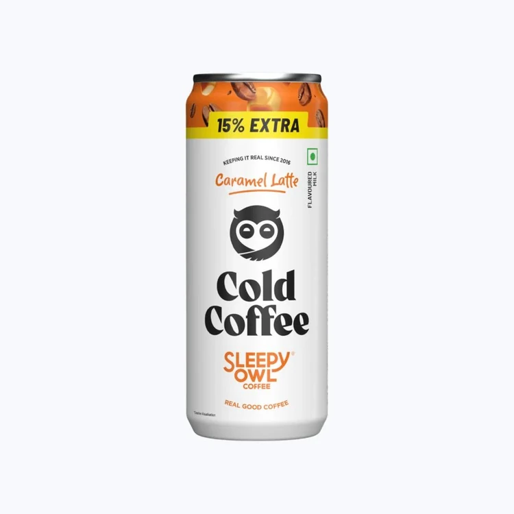 Sleepy Owl Caramel Latte Cold Coffee Can