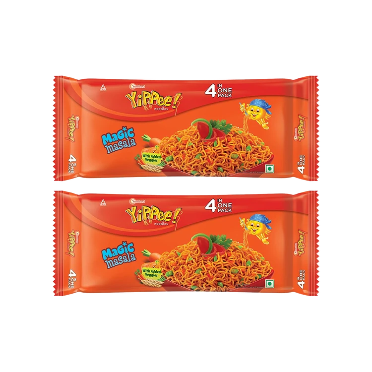 Yippee Magic Masala Instant Noodles with Added Veggies - Pack of 2