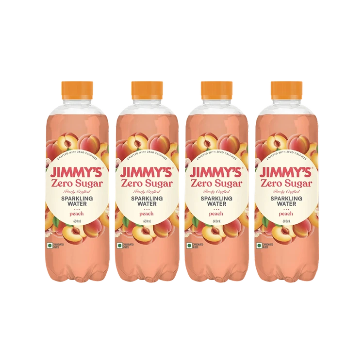 Jimmy's Zero Sugar Sparkling Water (Peach) - Pack of 4