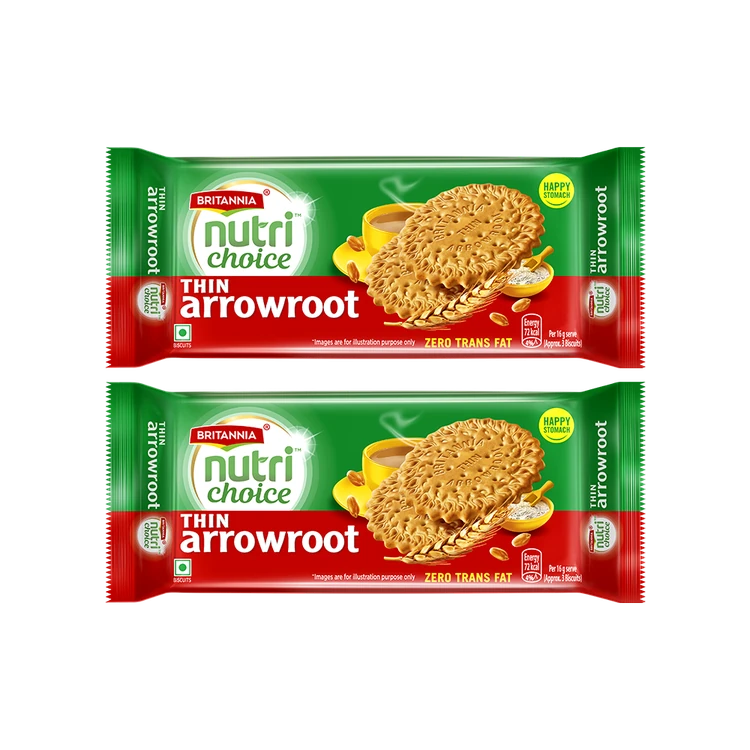 Britannia NutriChoice Thin Arrowroot Biscuit - Pack of 2
