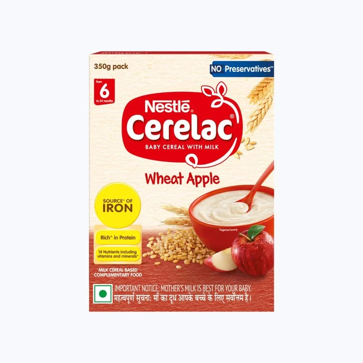 Nestle Cerelac Wheat Apple Baby Cereal (6 - 24 Months)