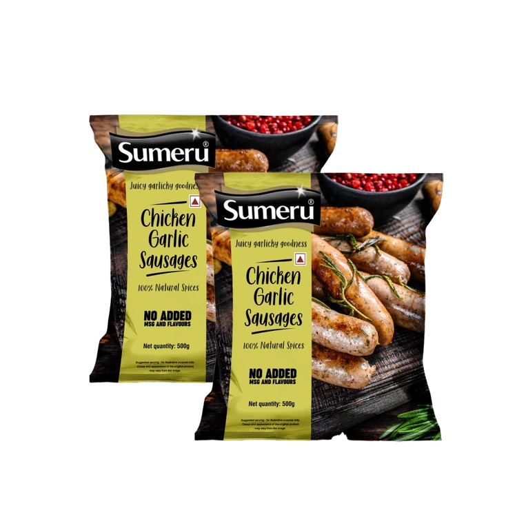 Sumeru Garlic Chicken Sausage (Frozen) - Pack of 2