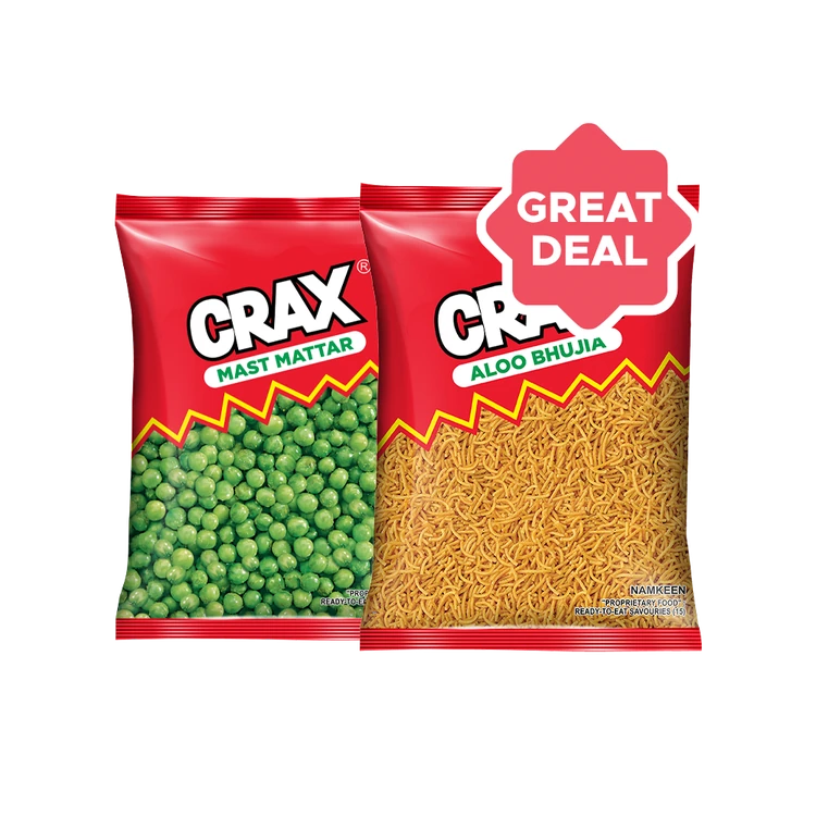 Crax Mast Mattar Namkeen +  Aloo Bhujia Namkeen Combo