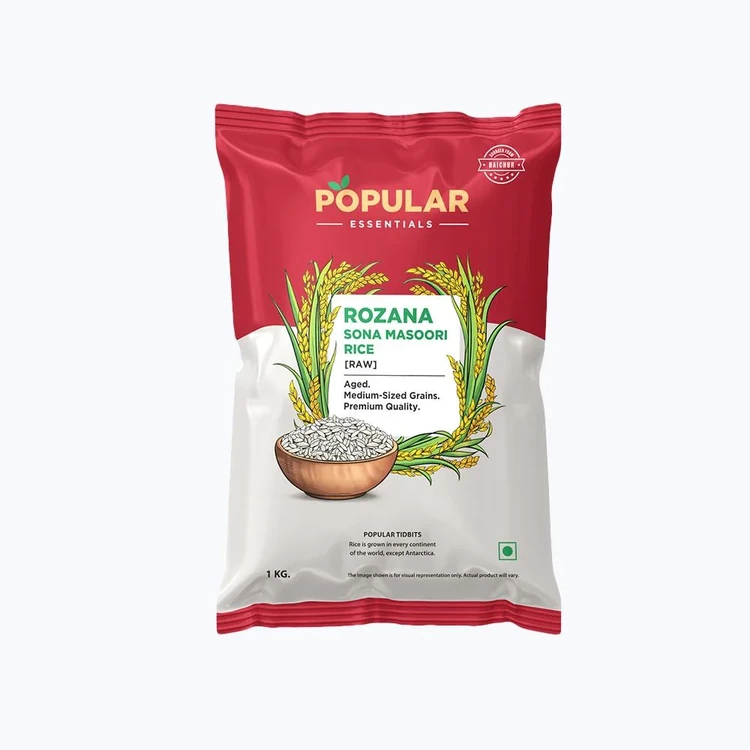 Popular Essentials Gold Raw Sonamasuri Rice (Medium Grain)