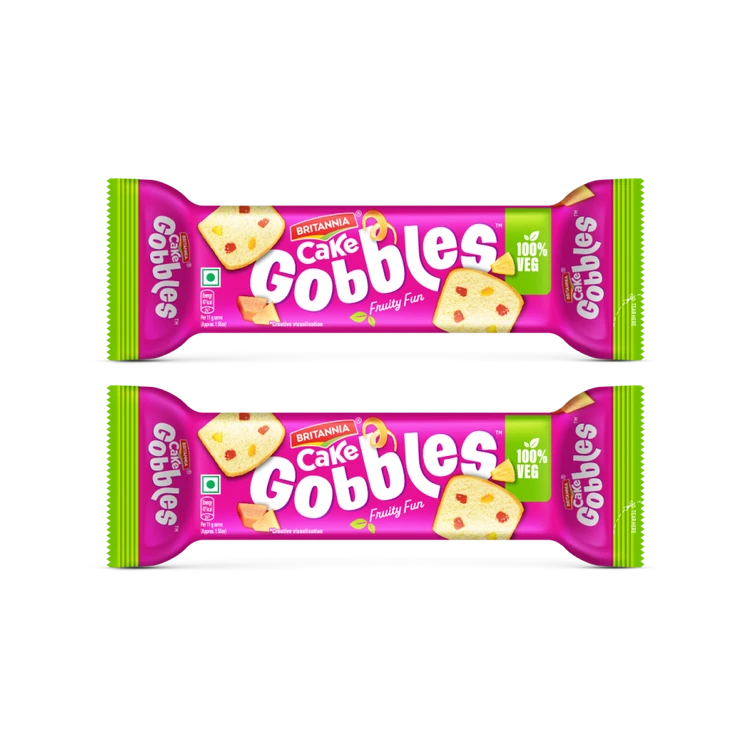 Britannia Gobbles Fruity Fun Slice Cake (Veg) - Pack of 2