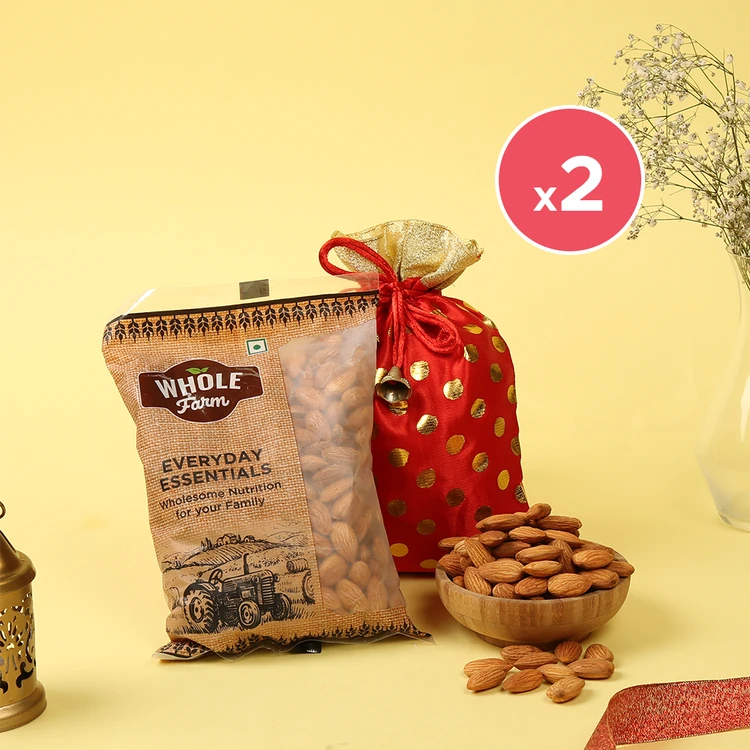 Whole Farm Almond Dry Fruit Potli - Pack of 2 (Ona Kaayi Potli)
