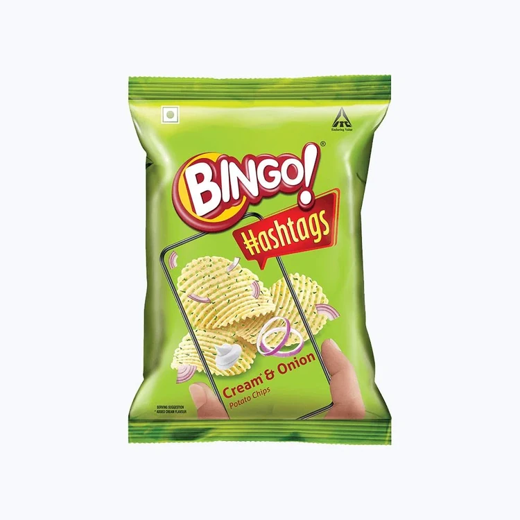Bingo Hashtags Cream and Onion Potato Chips