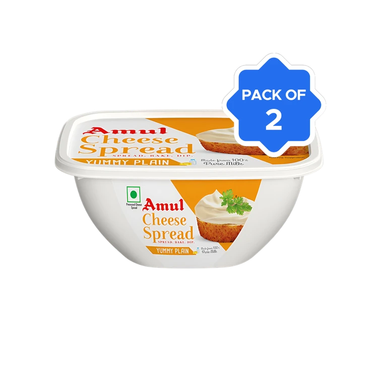 Amul Yummy Plain Cheese Spread - Pack of 2