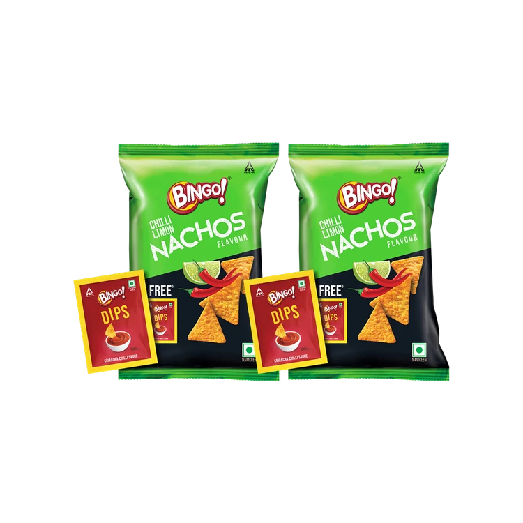 Bingo Chilli Limon Nachos with Free Dip - Pack of 2