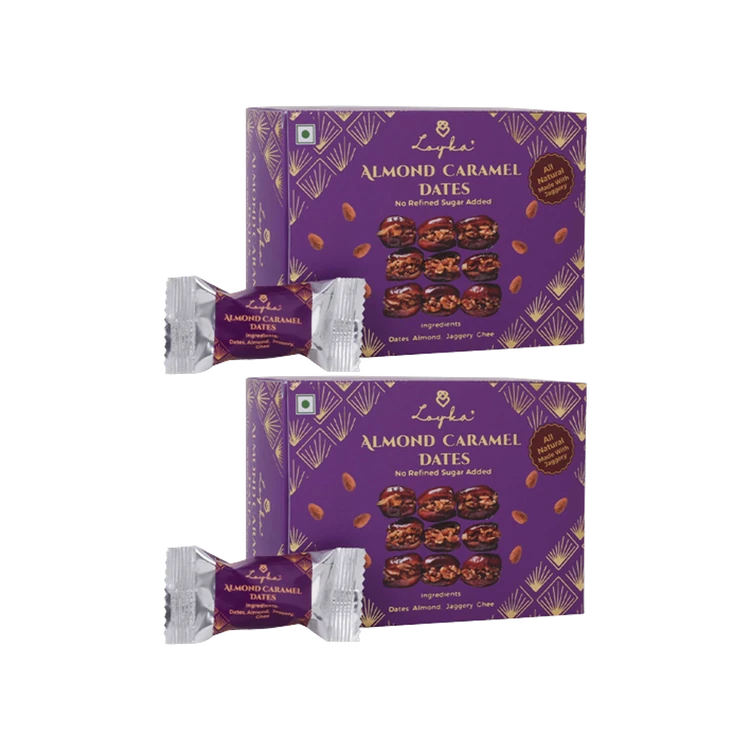 Loyka Almond Caramel Gourmet Choco Dates - Pack of 2 (Kharjura)