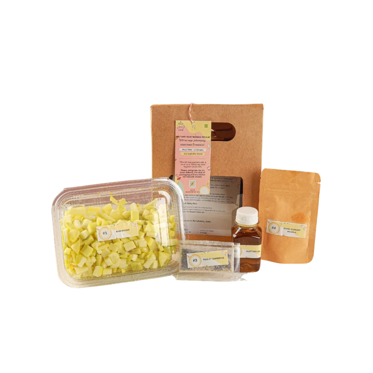 Raw Mango Pickle (Cubes Shape + Achar Masala) by Pluckk (Mavina Kaayi)