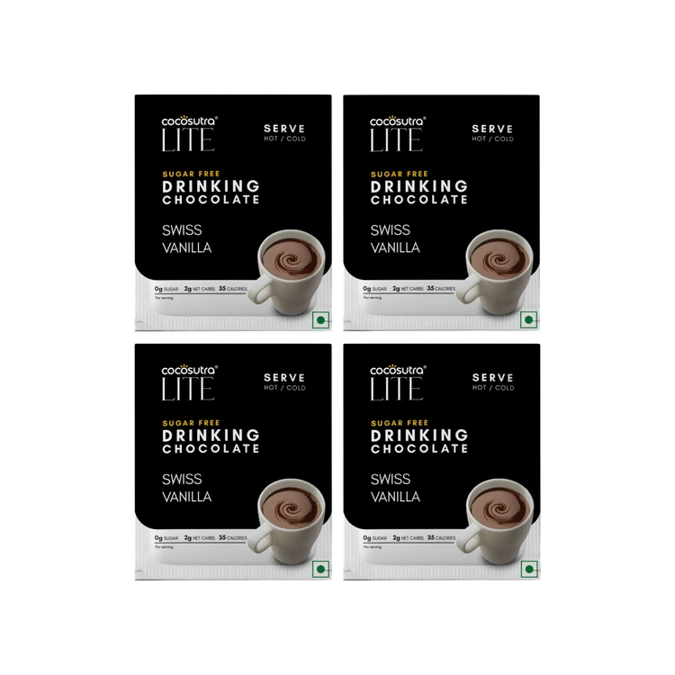 Cocosutra Sugar Free Swiss Vanilla Drinking Chocolate - Pack of 4