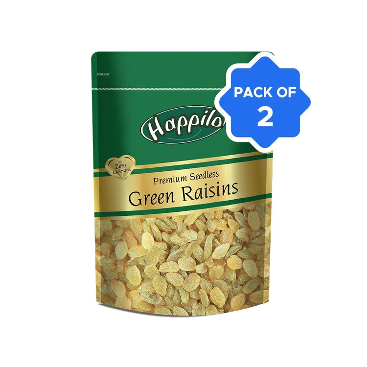 Happilo Premium Seedless Green Raisins - Pack of 2 (Ona Drakshi)