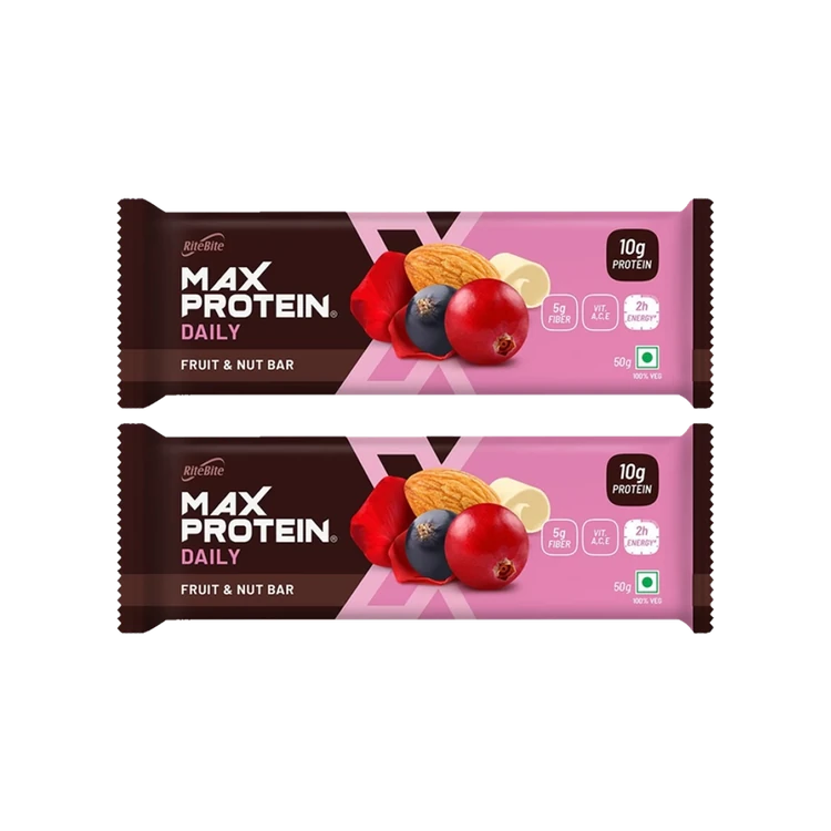 RiteBite Fruit and Nut Max Protein 10 g Protein Bar - Pack of 2