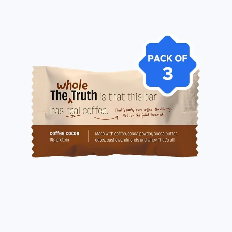 The Whole Truth Coffee Cocoa Protein Bar - Pack of 3