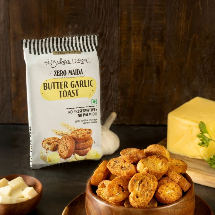 The Baker's Dozen Zero Maida Butter Garlic Toast, Whole Wheat