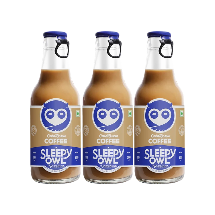Sleepy Owl Hazelnut Cold Coffee Made with Cold Brew - Pack of 3