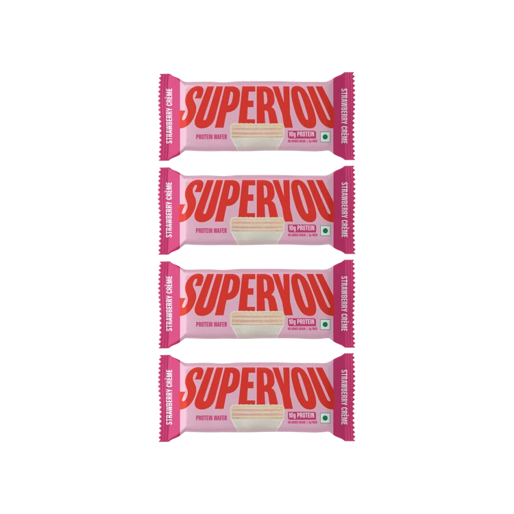 SuperYou Strawberry Creme Wafer Protein Bar - Pack of 4