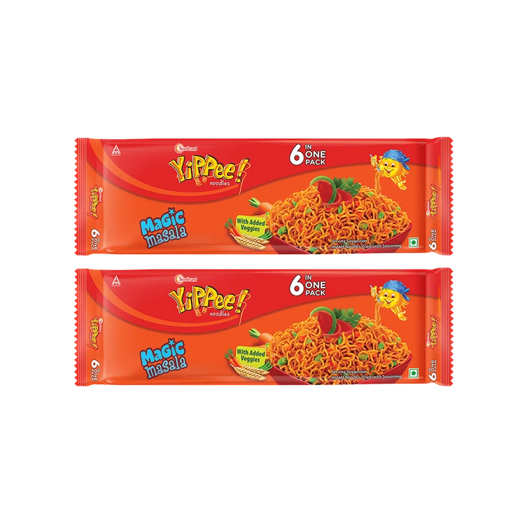 Yippee Magic Masala Instant Noodles with Added Veggies - Pack of 2
