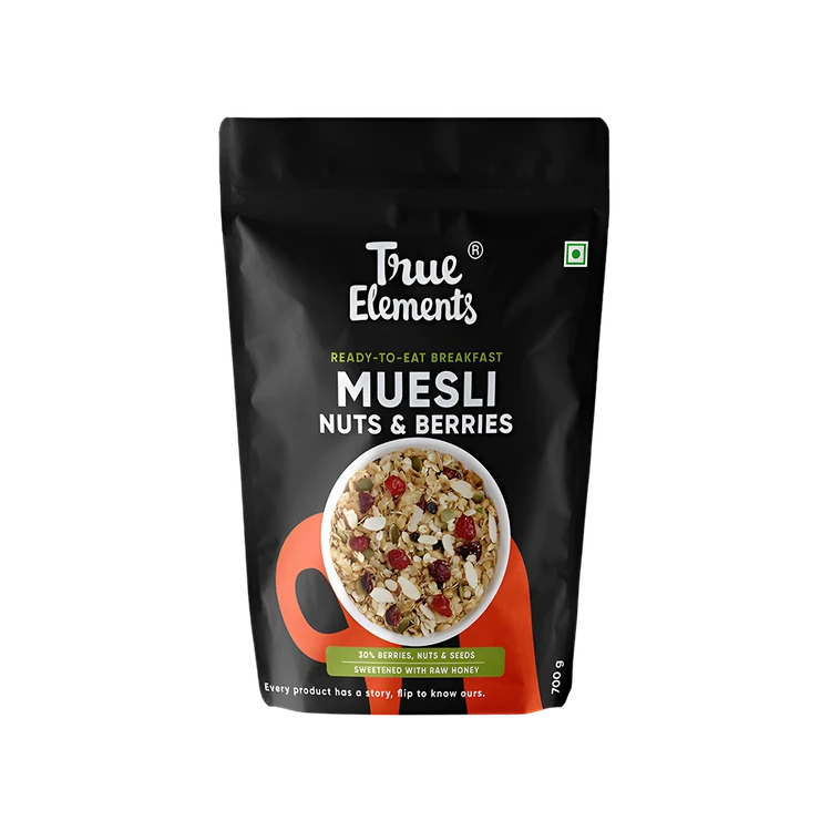True Elements Crunchy Muesli with 30% Berries, Nuts & Seeds