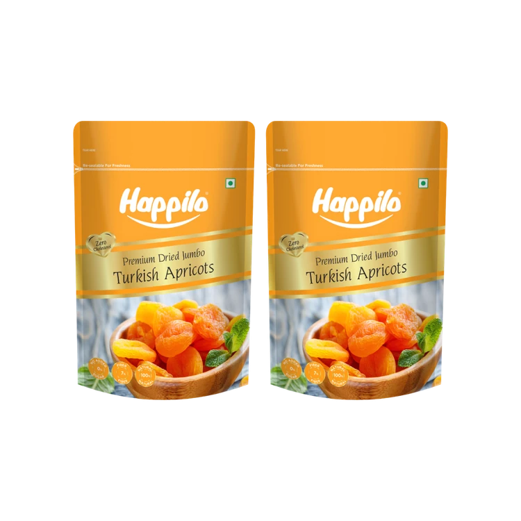 Happilo Premium Jumbo Turkish Dried Apricots - Pack of 2