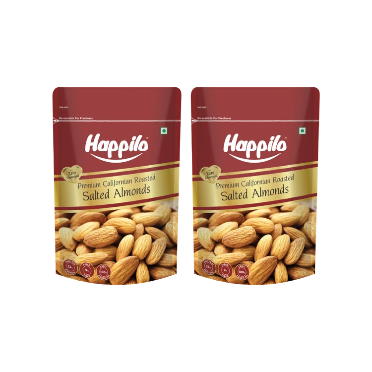 Happilo Californian Roasted & Salted Flavoured Almonds - Pack of 2 (Badami)