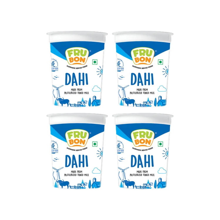 FruBon Pasteurized Toned Cup Curd - Pack of 4