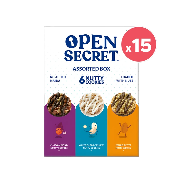 Open Secret Zero Maida Assorted Protein Cookies Gift Pack - Pack of 15