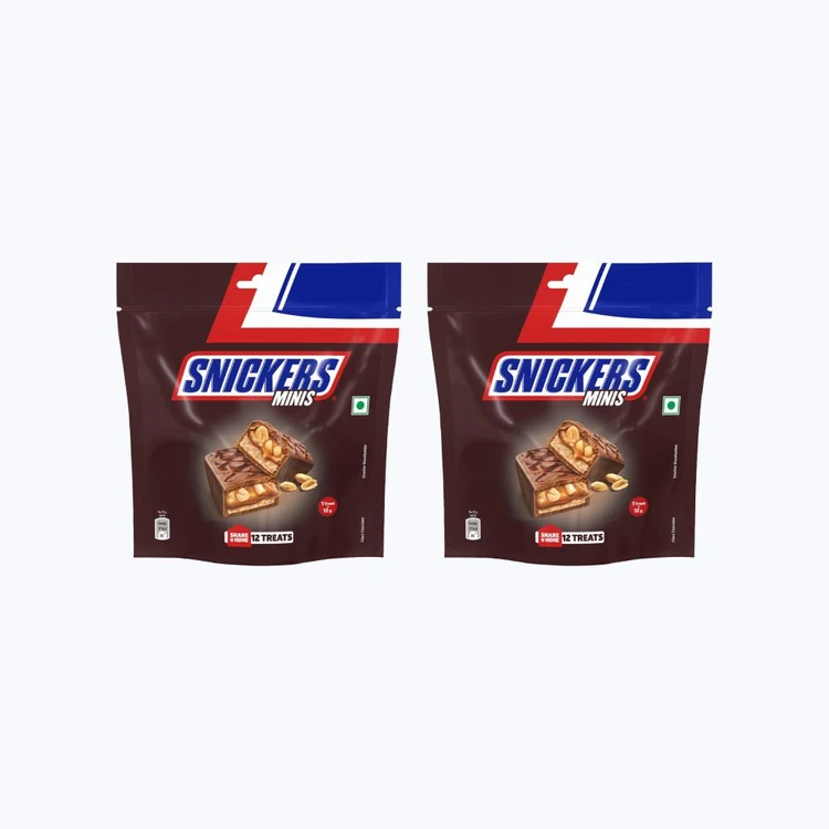 Snickers Nougat & Caramel Miniatures Filled Bar Chocolate Pack - Pack of 2