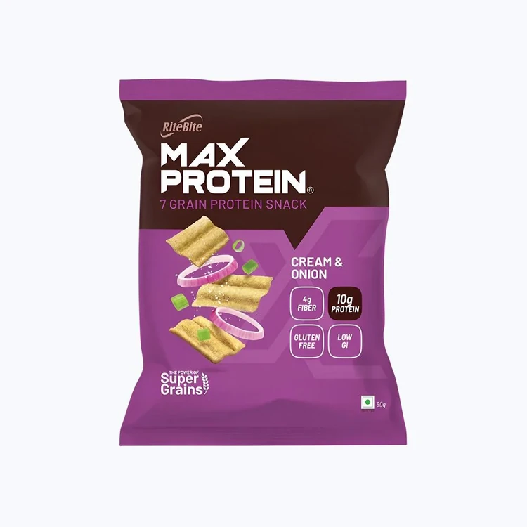 RiteBite Max Protein Cream & Onion 10 g Protein Multigrain Chips