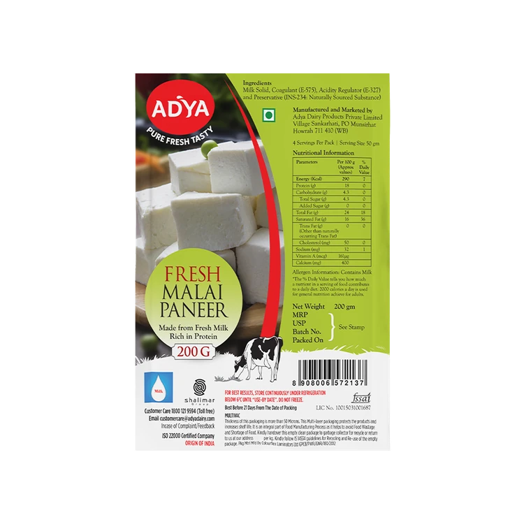 Adya Dairy Fresh Malai Paneer