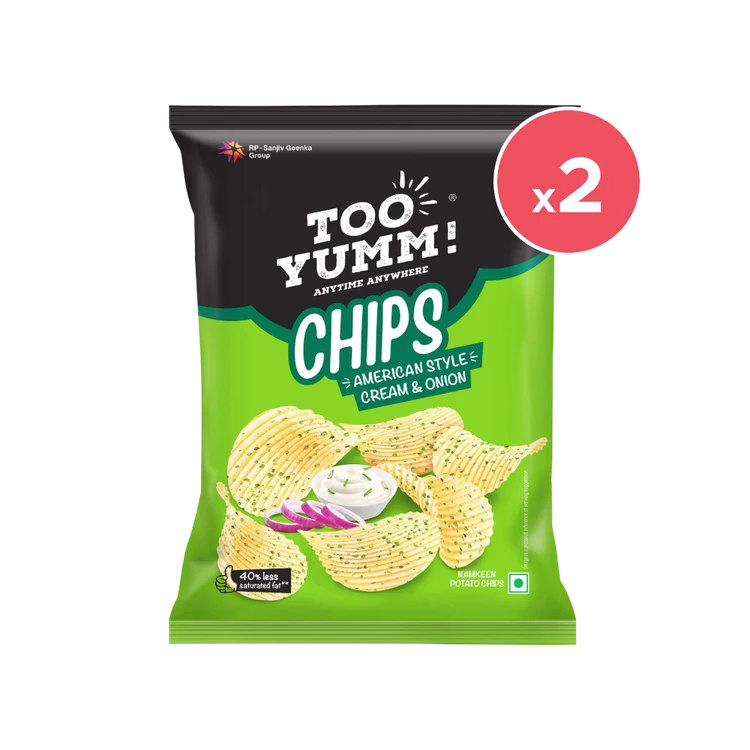 Too Yumm American Style Cream & Onion Potato Chips - Pack of 2