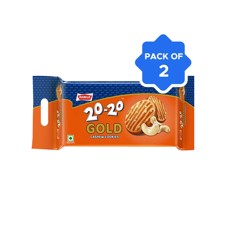 Parle 20-20 Gold Cashew Cookies - Pack of 2