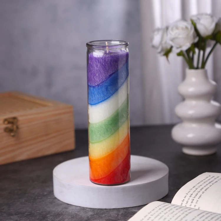 Seven Chakras Layered Jar Candle (Unscented) by Auradecor