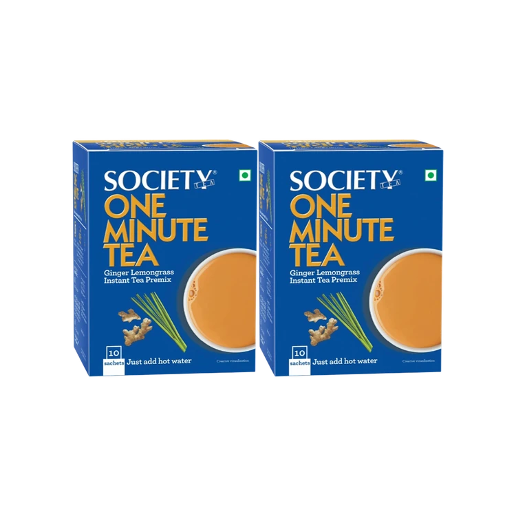 Society One Minute Ginger Lemongrass Instant Tea Premix - Pack of 2