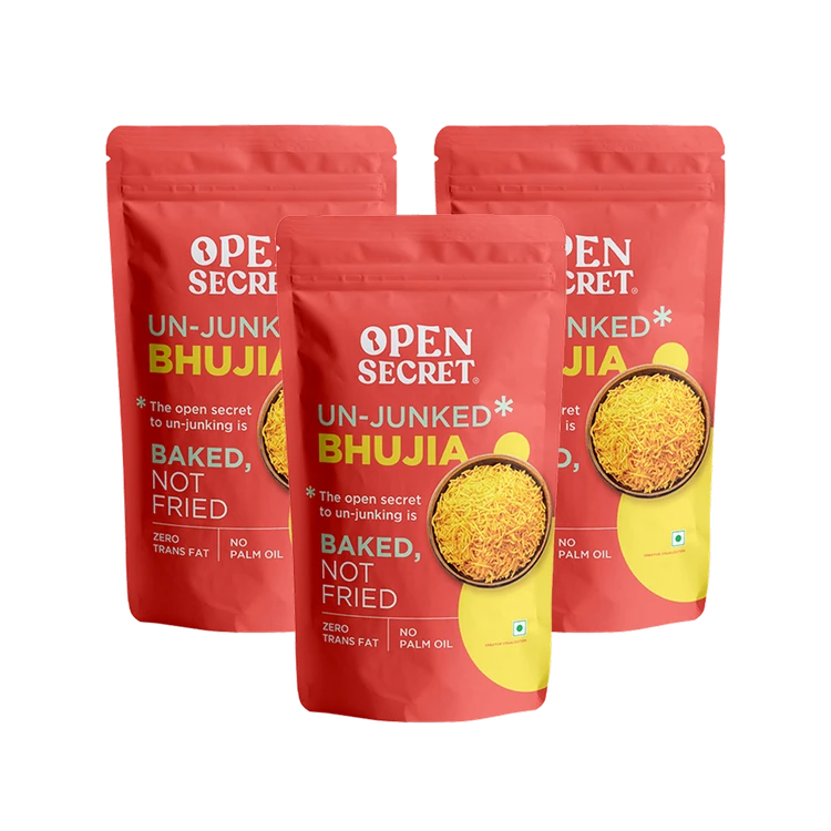 Open Secret Baked (Not Fried) Bhujia Namkeen - Healthy Snacks - Pack of 3
