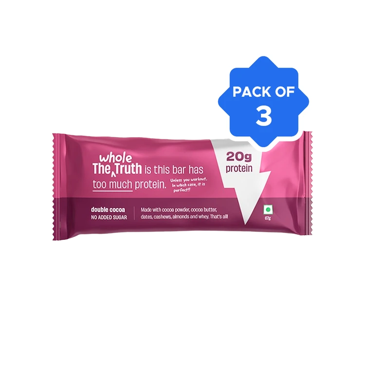 The Whole Truth 20 g Protein Bar - Double Cocoa - Pack of 3
