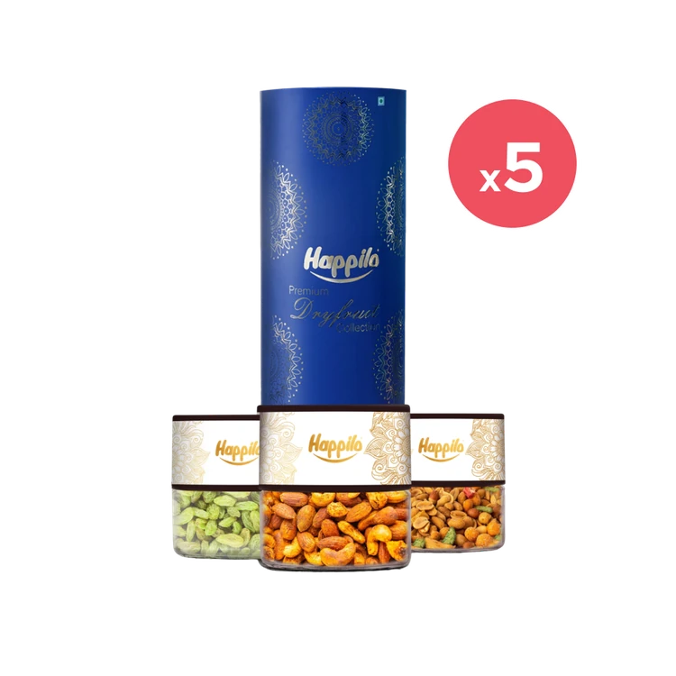 Happilo Celebration Dry Fruits Gift Pack - Pack of 5 (Dry Fruits Udugore Pack)