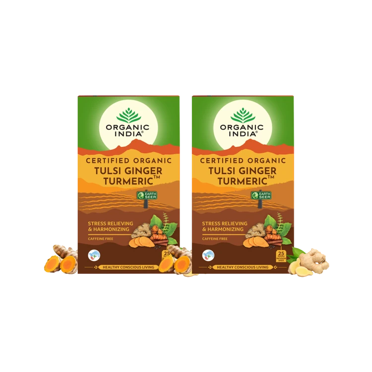Organic India Tulsi Ginger Turmeric Tea Bags - Pack of 2