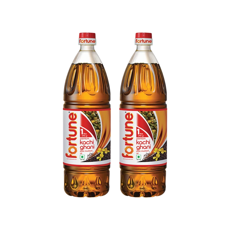 Fortune Premium Kachi Ghani Pure Mustard Oil (910 g) - Pack of 2 (Sasive Enne)
