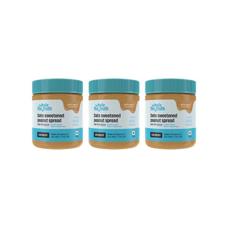 The Whole Truth Sweetened Crunchy Peanut Butter with dates - Pack of 3