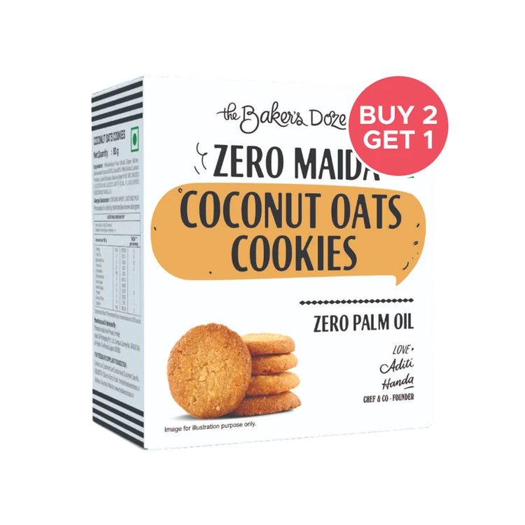 The Baker's Dozen Zero Maida Coconut Oats Cookies - Buy 2 Get 1 Free