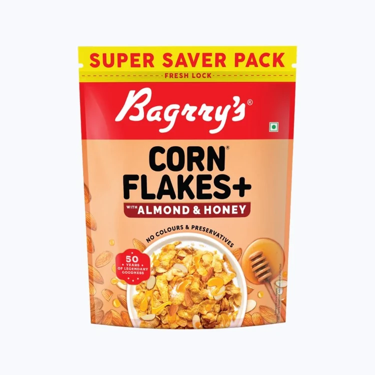 Bagrry's Corn Flakes Plus With Almonds & Honey (2x Fibre Power)