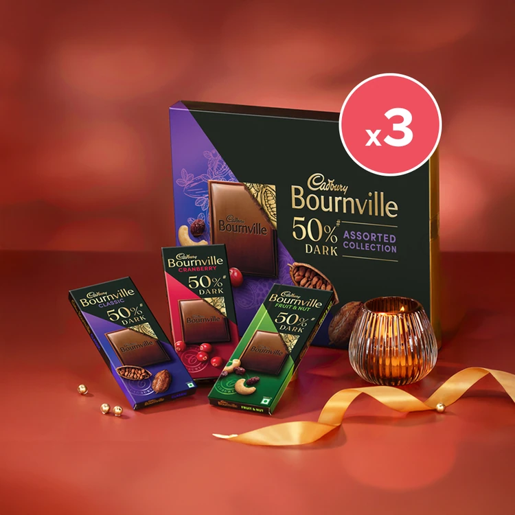 Cadbury Bournville Assorted Collection Dark Diwali Chocolate Gift Pack - Pack of 3
