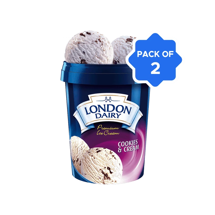 London Dairy Cookies & Cream Ice Cream Tub - Pack of 2